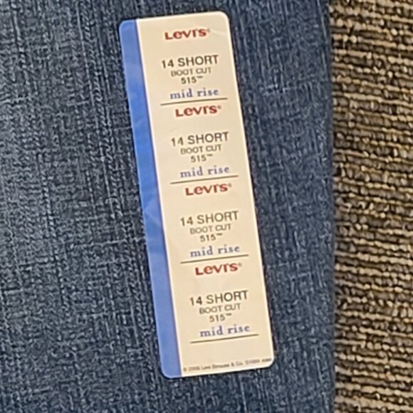 NWT Levi's 515 Boot Cut Mid Rise Blue Jeans Misses 14 Short Beaded Cotton Blend - Picture 13 of 16